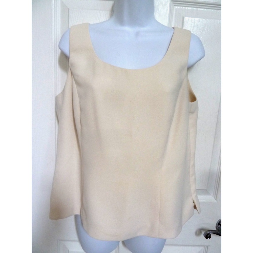 Jones Studio Separates Cream Sleeveless Suit Top Tank Lined Side Zip Womens 12